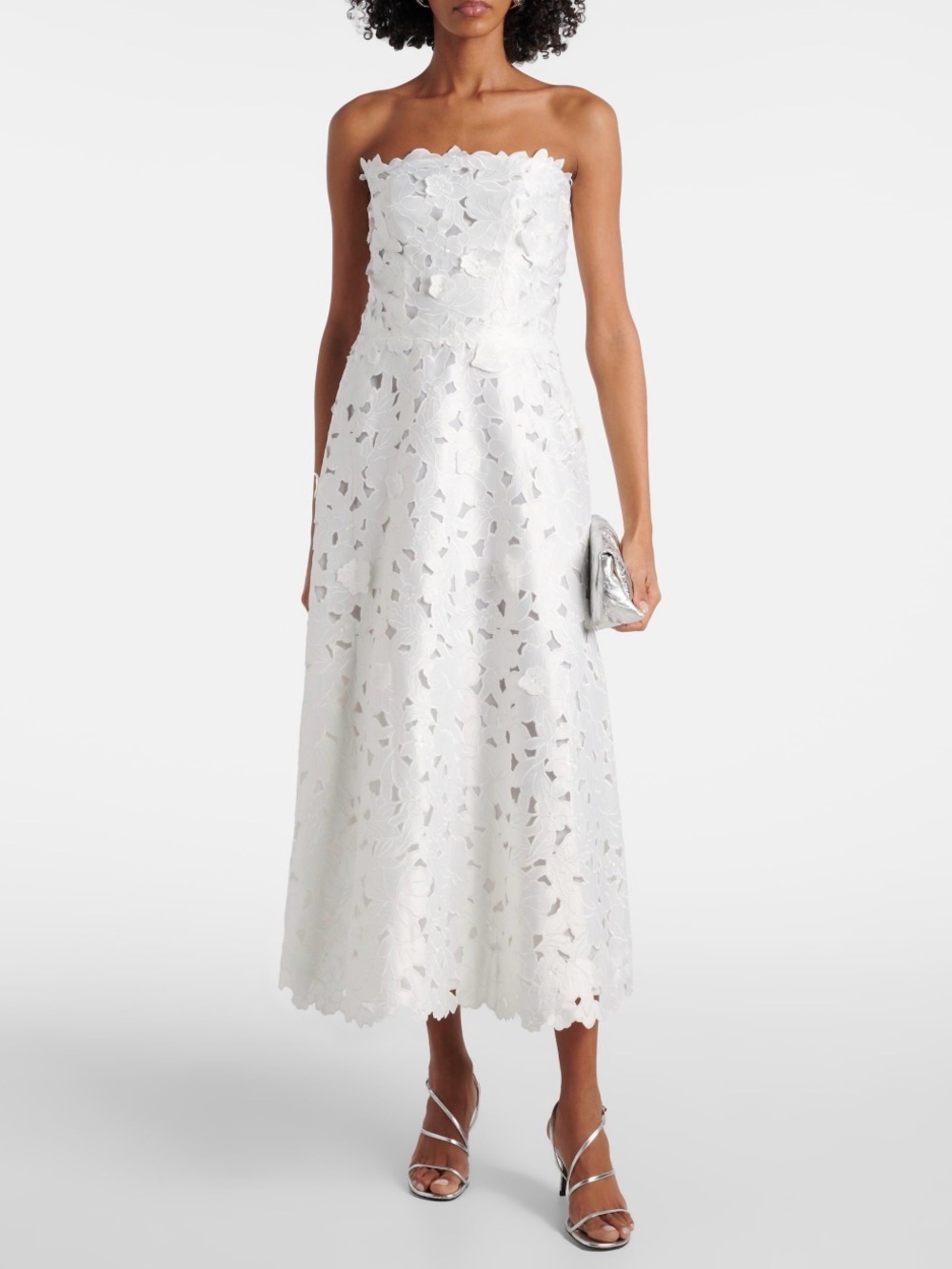 NWT Norina white satin 3D lace cocktail dress